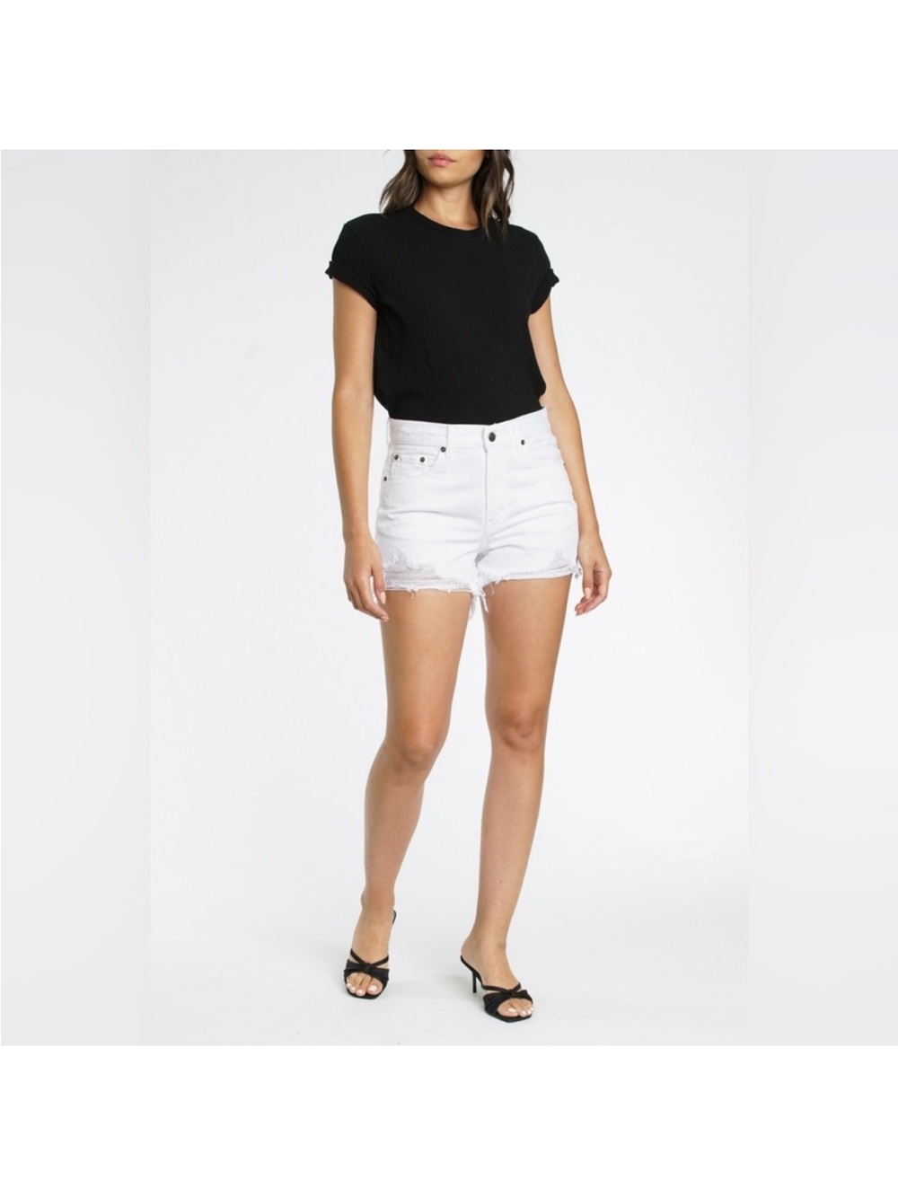 Pistola Nova High Rise Relaxed Cut off in Pearl Distressed Size 28
